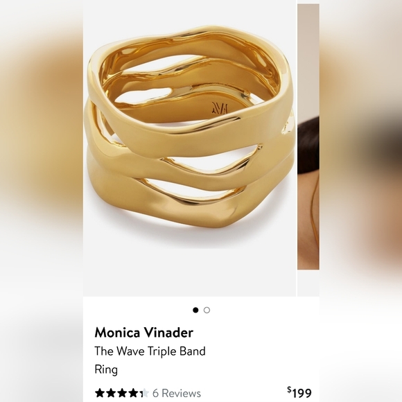 Monica Vinader Gold Triple Band Ring Original Packging Size 9. #48